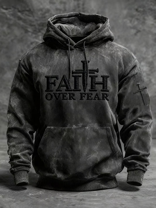 Férfi vintage art faith alkalmi hoodie