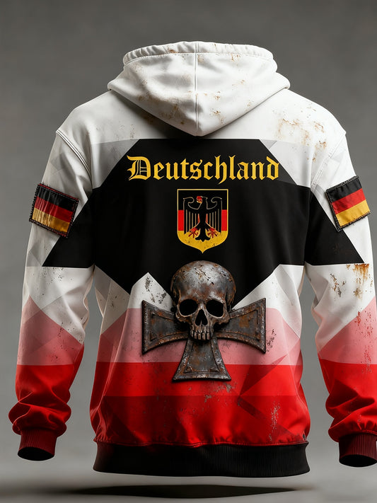 Férfi vintage német zászló művészeti nyomtatás hoodie