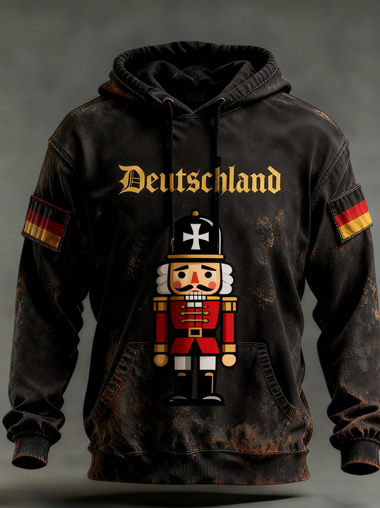 Férfi vintage német zászló művészeti nyomtatás hoodie