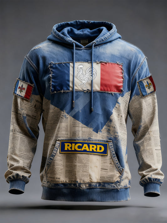 Férfi francia zászló ricard alkalmi hoodie
