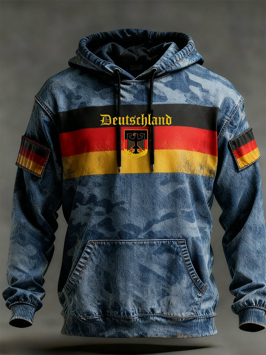 Férfi vintage német zászló művészeti nyomtatás hoodie