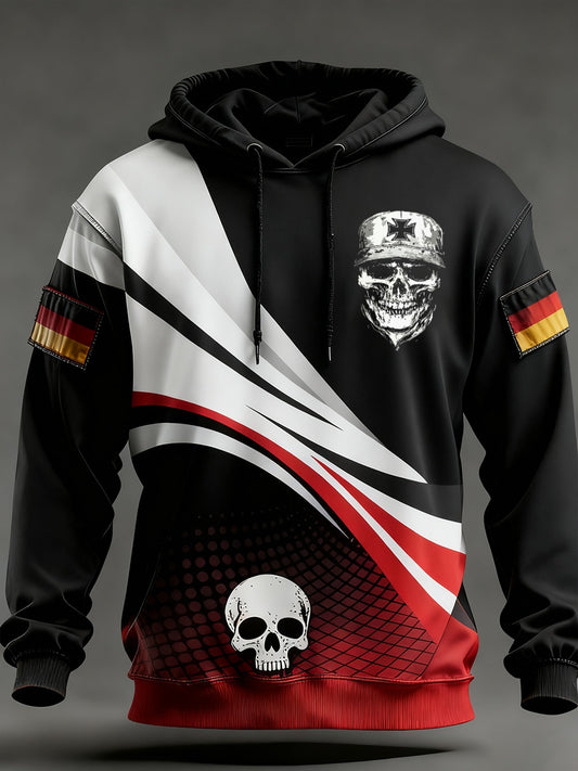 Férfi vintage német zászló művészeti nyomtatás hoodie