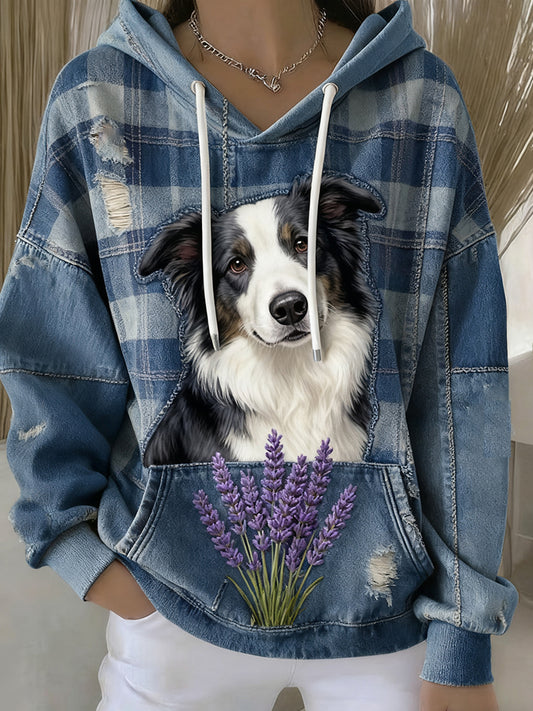 Női vintage állat művészet nyomtatás alkalmi retro kapucnis