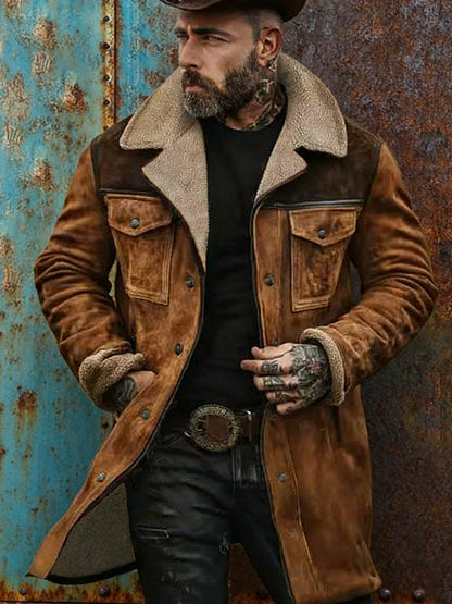 Férfi vintage velúr colorblock kabát amazon multi-zseb cipzár kabát