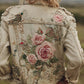 Női vintage virág művészet farmer kabát