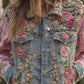 Női vintage virág művészet farmer kabát