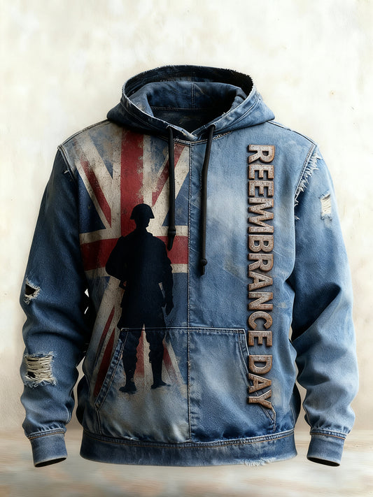 Men's remembrance day "forget me not" poppy hoodie