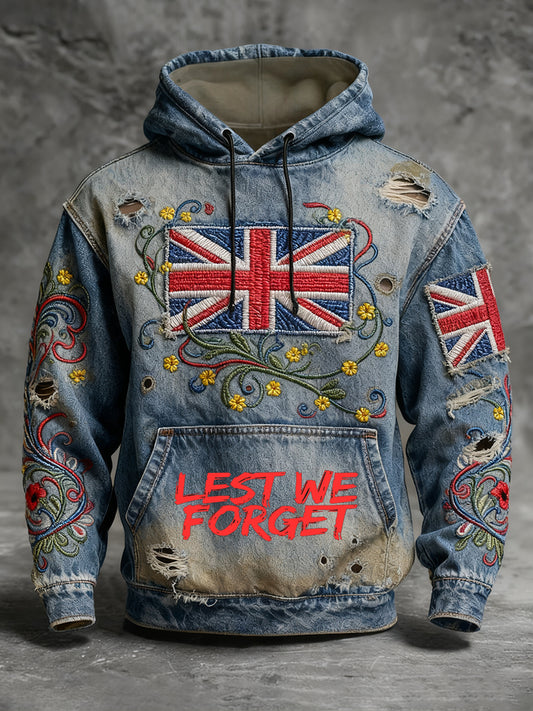 Men's remembrance day "forget me not" poppy hoodie