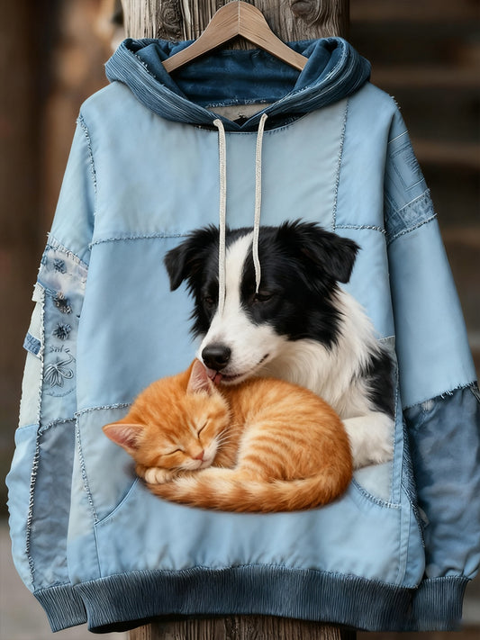 Unisex állat művészet nyomtatás alkalmi vintage kapucnis