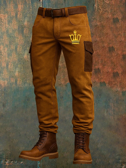 Férfi retro vintage nyomtatás üzleti laza alkalmi nadrág