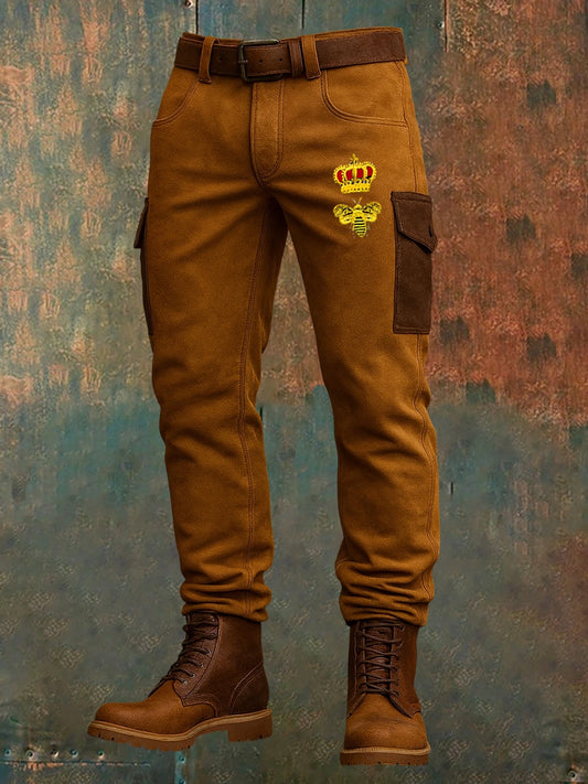 Férfi retro vintage nyomtatás üzleti laza alkalmi nadrág