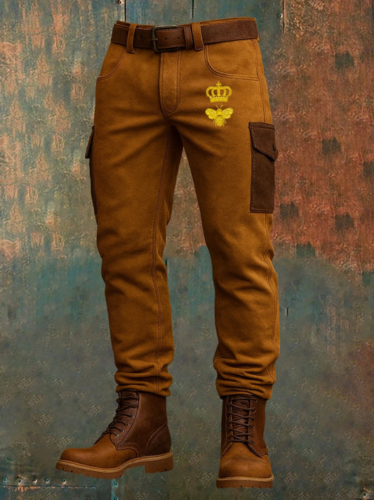 Férfi retro vintage nyomtatás üzleti laza alkalmi nadrág