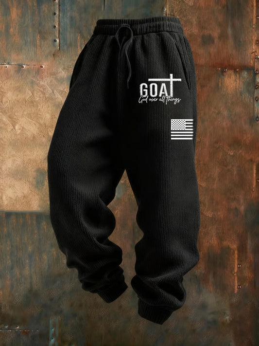 Férfi retro hit nyomtatás laza alkalmi nadrág