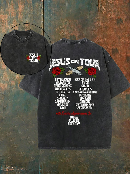 Férfi vintage szomorú keresztény mosott alkalmi póló