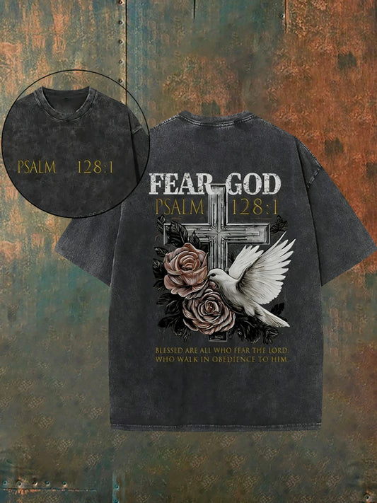 Férfi vintage szomorú keresztény mosott alkalmi póló