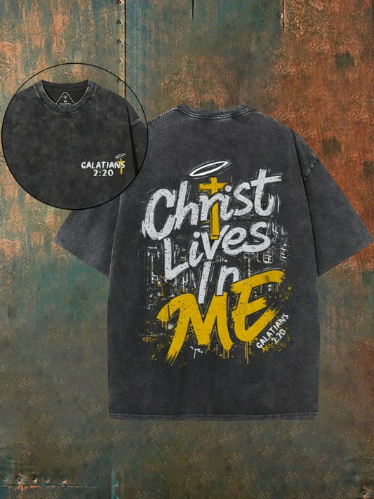 Férfi vintage szomorú keresztény mosott alkalmi póló