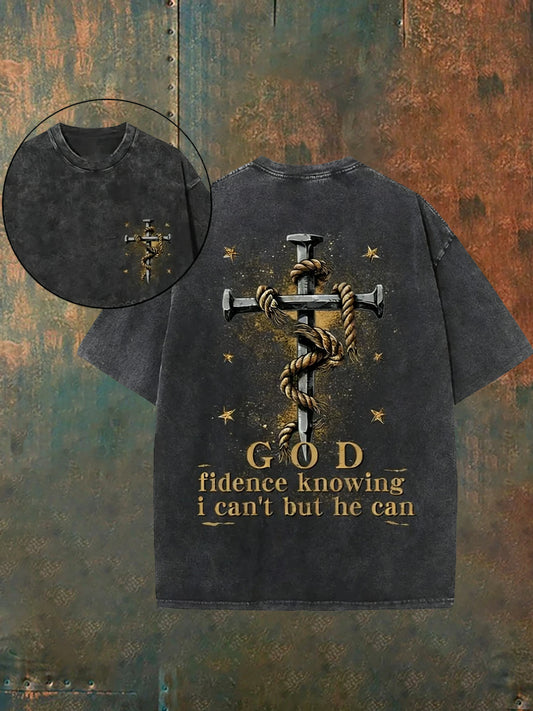 Férfi vintage szomorú keresztény mosott alkalmi póló