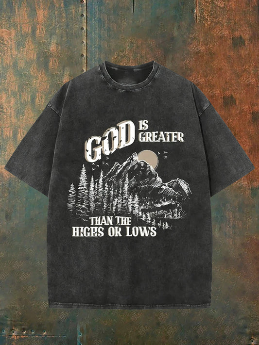 Férfi vintage szomorú keresztény mosott alkalmi póló