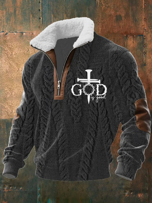 Férfi vintage art faith alkalmi pulóver