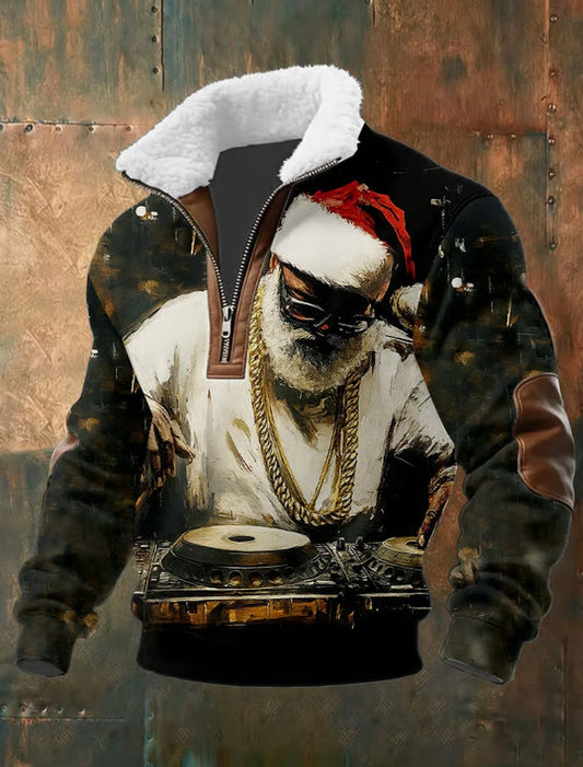 Férfi vintage karácsonyi művészet alkalmi pulóver