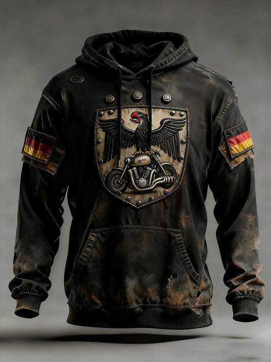 Férfi vintage német zászló művészeti nyomtatás hoodie