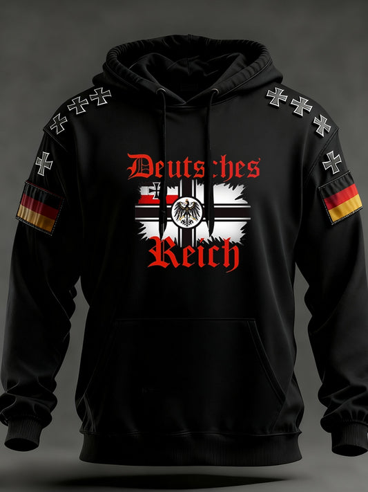 Férfi vintage német zászló művészeti nyomtatás hoodie