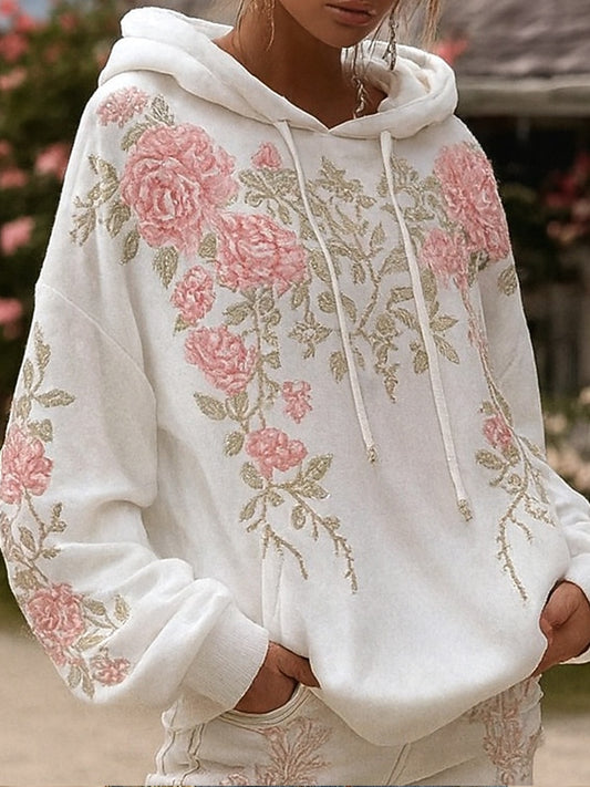 Női vintage bohém patchwork virágos alkalmi hoodie