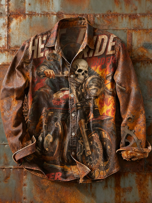 Férfi retro absztrakt művészet nyomtatás alkalmi hosszú ujjú ing