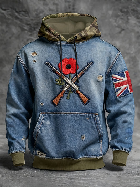 Men's remembrance day "forget me not" poppy hoodie