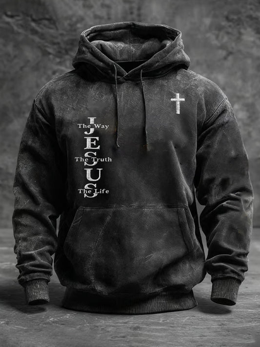 Férfi vintage art faith alkalmi hoodie