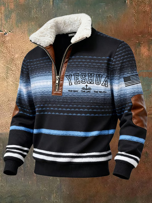 Férfi vintage art faith alkalmi bunda nyakörv pulóver