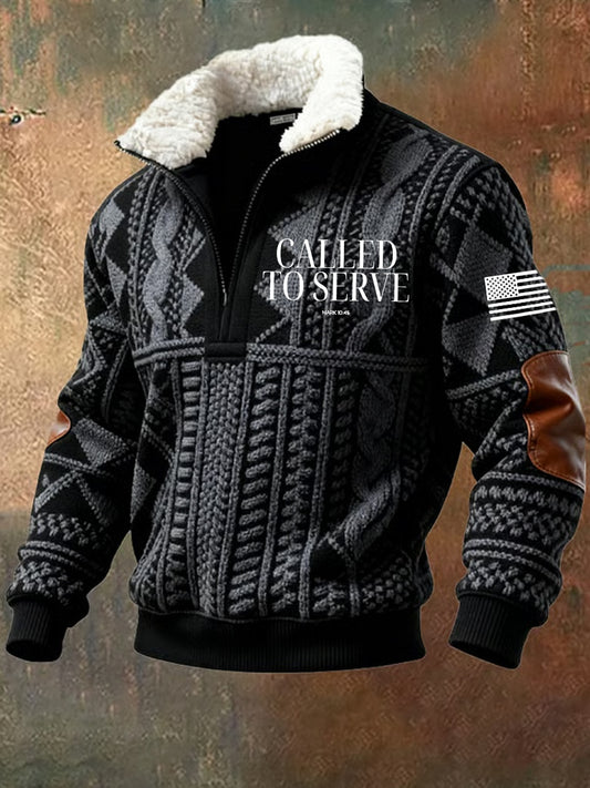 Férfi vintage art faith alkalmi bunda nyakörv pulóver