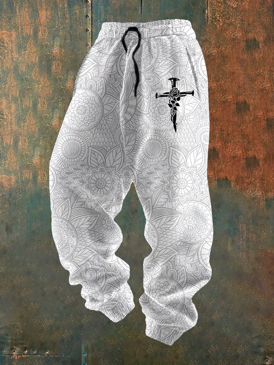 Férfi retro hit nyomtatás laza alkalmi nadrág