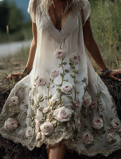 Női retro bohém virágos ruha