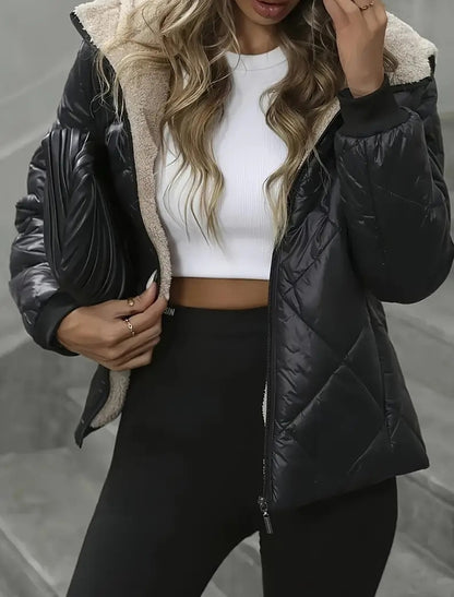 Női retro pamut párnázott kabát, vastag és meleg