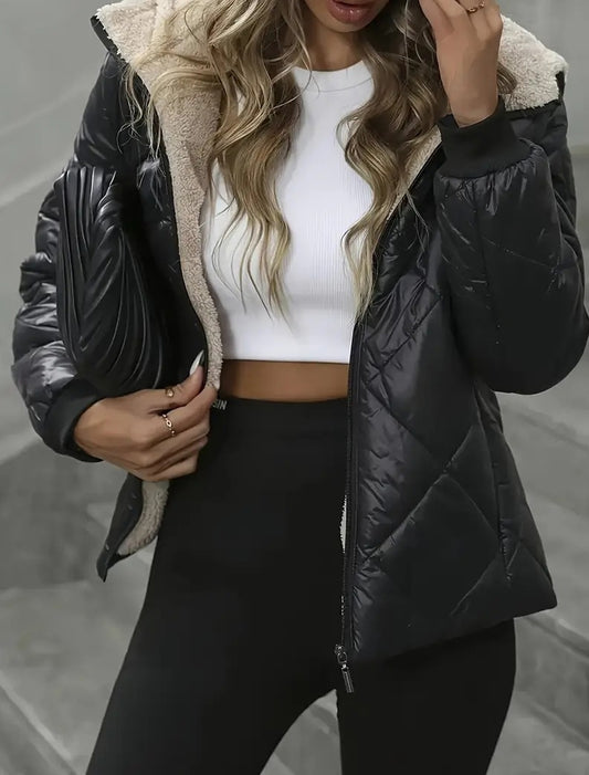 Női retro pamut párnázott kabát, vastag és meleg