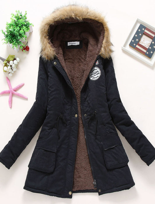 Női retro nagy bunda gallér báránygyapjú bélelt vastag laza kabát