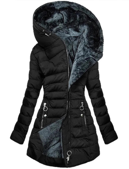 Női retro pamut párnázott kabát, vastag és meleg