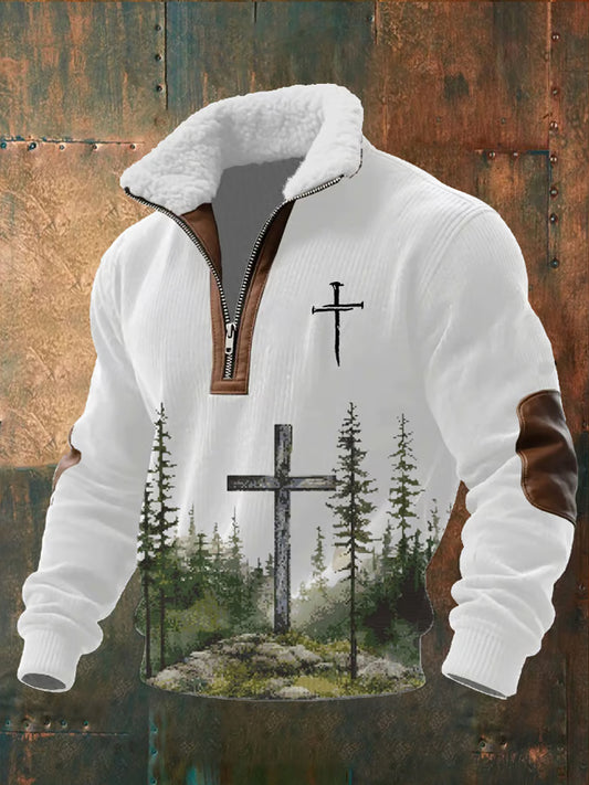 Férfi vintage art faith alkalmi bunda nyakörv pulóver