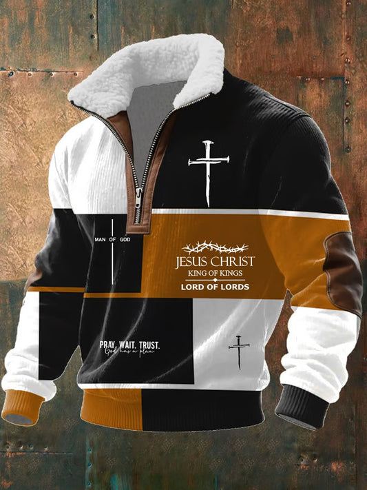 Férfi vintage art faith alkalmi bunda nyakörv pulóver