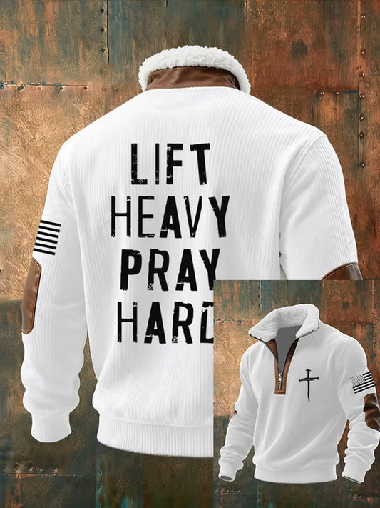 Férfi vintage art faith alkalmi bunda nyakörv pulóver