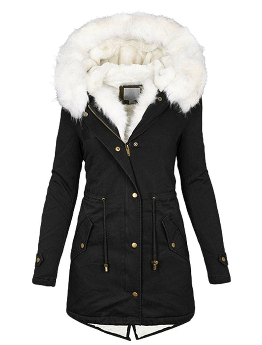 Női retro pamut párnázott kabát, vastag és meleg