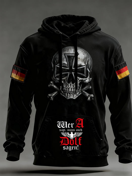 Férfi vintage német zászló művészeti nyomtatás hoodie