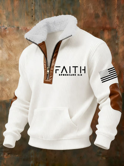 Férfi vintage art faith alkalmi bunda nyakörv pulóver