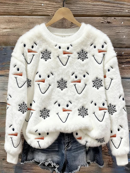 Női vintage karácsonyi művészet nyomtatás hangulatos flanel pulóver