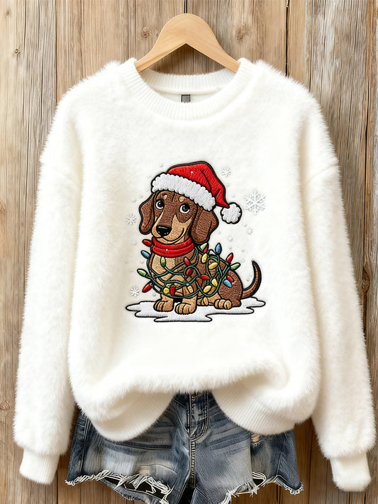 Női vintage karácsonyi művészet nyomtatás hangulatos flanel pulóver