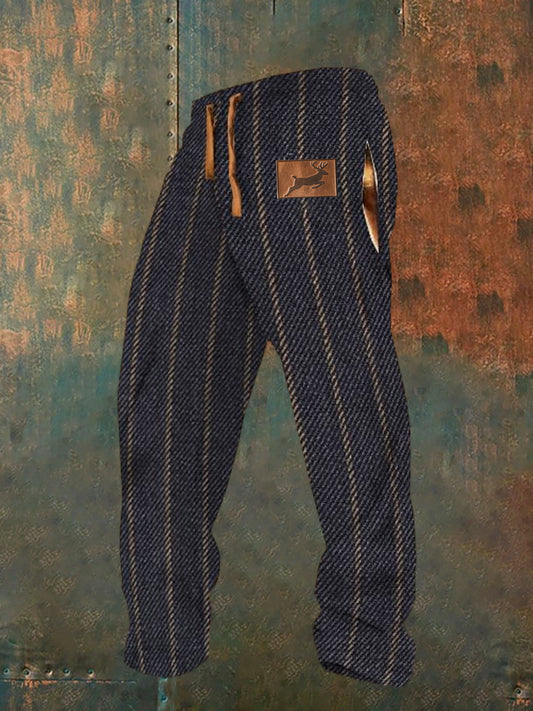 Férfi retro western nyomtatás laza alkalmi nadrág