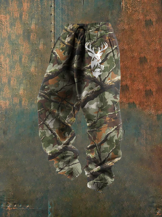 Férfi retro western nyomtatás laza alkalmi nadrág